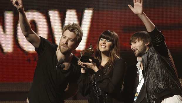 Lady Antebellum celebrates another win at the 2011 Grammy Awards.