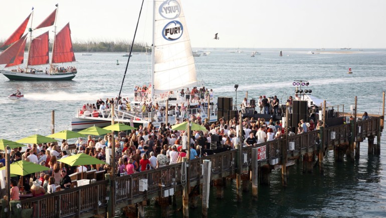 Festival attendees fill the Sunset Pier at Ocean Key Resort for last year’s Key West Songwriters Festival Kick-Off Concert featuring the Randy Houser Band.