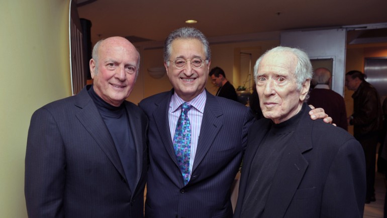 Pictured in 2009 at BMI’s Los Angeles offices during a reception in honor of Leiber and Stoller are Mike Stoller, BMI President & CEO Del Bryant and Jerry Leiber.