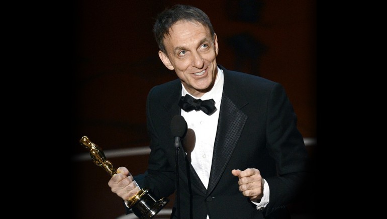 BMI composer Mychael Danna with his Oscar for Original Score for <em>Life of Pi</em> at the 85th Annual Academy Awards earlier this year.