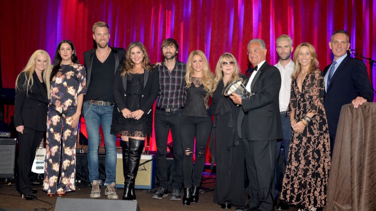 BMI Vice President & General Manager, Writer/Publisher Relations, Los Angeles, Barbara Cane; Vanessa Carlton; Lady Antebellum;  Shakira;  BMI Icon Stevie Nicks; BMI President Del Bryant; Co-Songwriter of the Year winner Adam Levine; Sheryl Crow; and BMI CEO Mike O’Neill at the 62nd Annual BMI Pop Awards, held May 13, 2014 at the Beverly Wilshire Hotel in Beverly Hills.