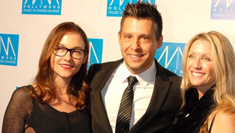 Pictured (L-R) at the 5th Annual Hollywood Music in Media Awards are: BMI’s Lisa Feldman, nominated composer Juan Carlos Rodriguez and agent Rochelle Sharpe of  Incite Management.