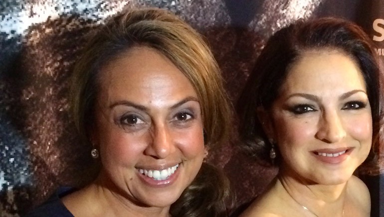 BMI Vice President, Latin Writer/Publisher Relations, Delia Orjuela, congratulates Gloria Estefan on her induction to the Latin Songwriters Hall of Fame on Saturday, October 18, at the Ritz Carlton South Beach Hotel in Miami Beach, Florida.