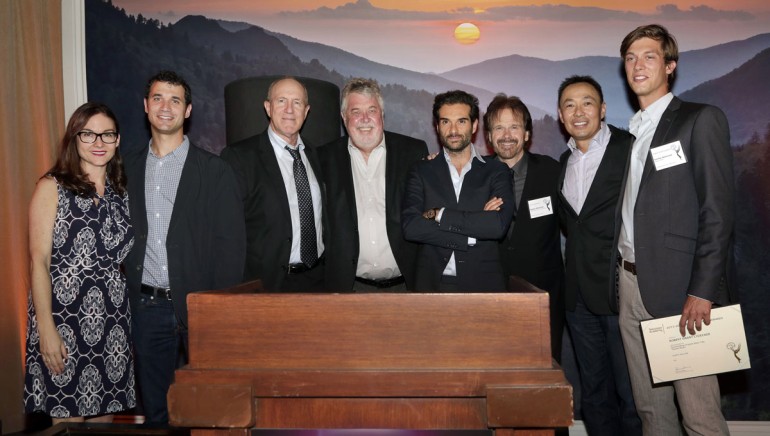 Pictured at the SCL reception (L-R): BMI Senior Director, Film/TV Relations Lisa Feldman; BMI composers Ramin Djawadi and William Ross; SCL President Ashley Irwin; Emmy-nominated BMI composers Daniele Luppi and Bob Christianson; BMI Assistant VP, Film/TV Relations Ray Yee; and Emmy-nominated BMI composer Robert Lydecker.