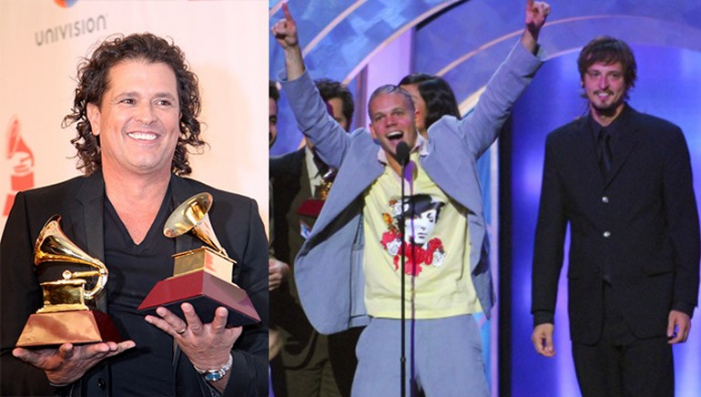 Pictured (L–R): Latin GRAMMY winners and BMI songwriters Carlos Vives and Calle 13 at the 2014 Latin GRAMMY Awards in Las Vegas on November 20, 2014. 