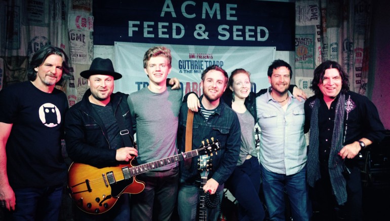 Pictured (L-R): Musicians Pete Abbott, Guthrie Trapp, Jamie McLaughlin, Firekid, Meredith Morgan, Jimmy Wallace and Dave Santos.