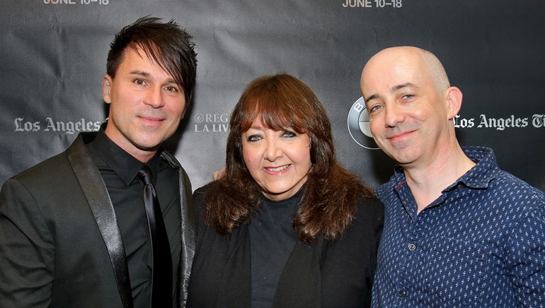 Pictured (L-R): BMI composer BT, BMI’s Doreen Ringer-Ross and Film Independent’s Paul Cowling pose before the electronica in film event. 