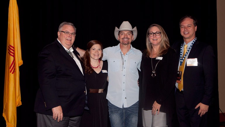 Pictured (L-R) after the performance are: NMRA Board Member Jerry Harrell, NMRA Event Coordinator Brianna Dennis, BMI singer-songwriter George Ducas, NMRA CEO Carol Wight and BMI’s Rick Schrock.