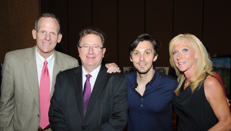 Pictured (L-R) before Charlie's performance are: BMI's Dan Spears, IBA President and CEO Dennis Lyle, BMI songwriter Charlie Worsham, IBA outgoing Board Chair and WJIL/WJVO- Jacksonville GM Sarah Hautala.