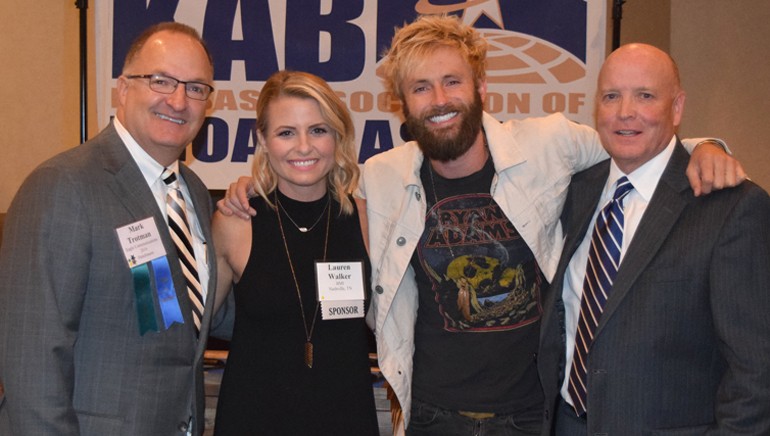 Pictured (L-R) before McDonald’s performance are: KAB Board Chairman Mark Trotman, BMI’s Lauren Butler, BMI Songwriter Paul McDonald, and KAB President and Executive Director, Kent Cornish.