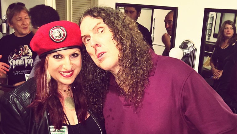 Weird Al Yankovic jokes around backstage with BMI’s Anne Cecere after his “Mandatory Fun” concert in Santa Barbara. With tour dates filling up, the biggest-selling comedy recording artist’s show is a “Mandatory Must-See!”