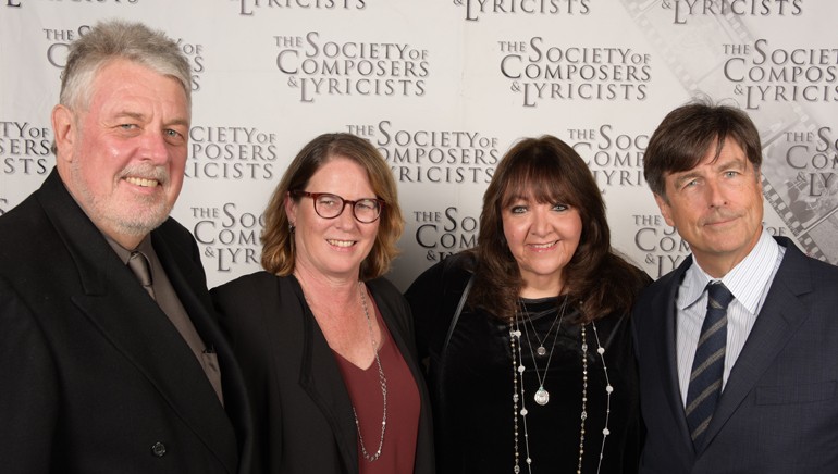 SCL President Ashley Irwin and BMI’s Alison Smith and Doreen Ringer-Ross pose with BMI composer and new SCL Ambassador Thomas Newman.