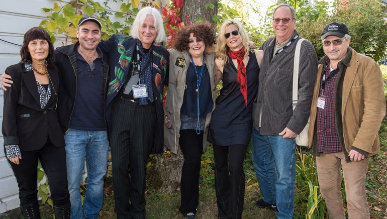 Pictured (L-R) during the festival are: co-founder and executive director of the Woodstock Film Festival Meira Blaustein; “God Knows Where I Am” co-director/producer Jedd Wider, BMI composer Paul Cantelon, BMI songwriter Angela McCluskey, narrator Lori Singer, BMI’s Charlie Feldman and “God Knows Where I Am” co-director/producer Todd Wider.