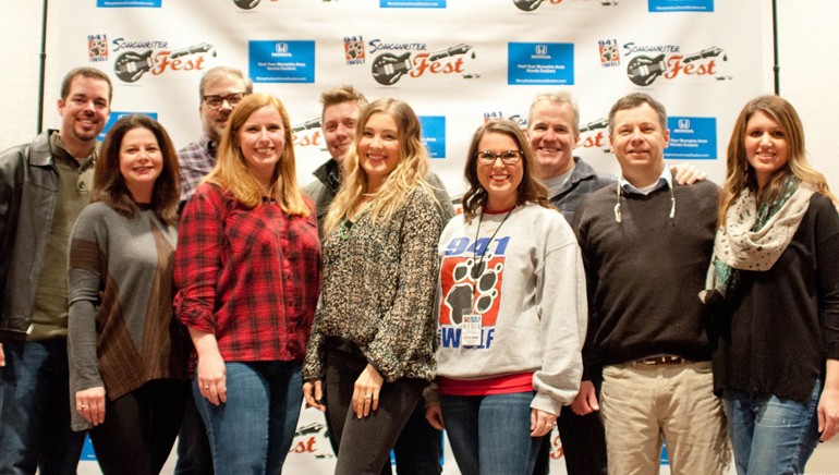 Pictured (L-R) before the performance are (Back Row): 94.1 The Wolf’s Director of Brand & Music Programming Chris Michaels, BMI songwriter Barry Dean, 94.1 The Wolf’s Music Director/Assistant Program Director & Morning Show Host Marty Brooks and BMI songwriter Casey Beathard. (Front Row): BMI’s Jessica Frost, 94.1 The Wolf’s Director of Sales Amy Hughes, BMI songwriter Sarah Buxton, 94.1 The Wolf’s Social Media & Marketing Administrator Brandy Davis, 94.1 The Wolf’s Vice President & Market Manager Dan Barron and BMI’s Laura Crider.