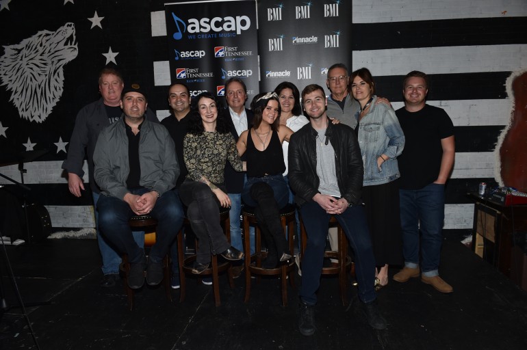(L-R) Front Row: busbee, Laura Veltz, Maren Morris, Jimmy Robbins
Back Row: ASCAP’s Mike Sistad, BMLG’s Mike Molinar, BMI’s Jody Williams, Big Yellow Dog’s Carla Wallace, Sony Nashville’s Randy Goodman, Janet Weir, and Round Hill’s Josh Saxe
