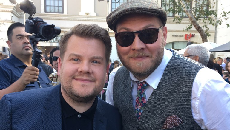 Pictured on the right is BMI composer Dominic Lewis with actor James Corden, who is the voice of Peter Rabbit in the long-awaited film.