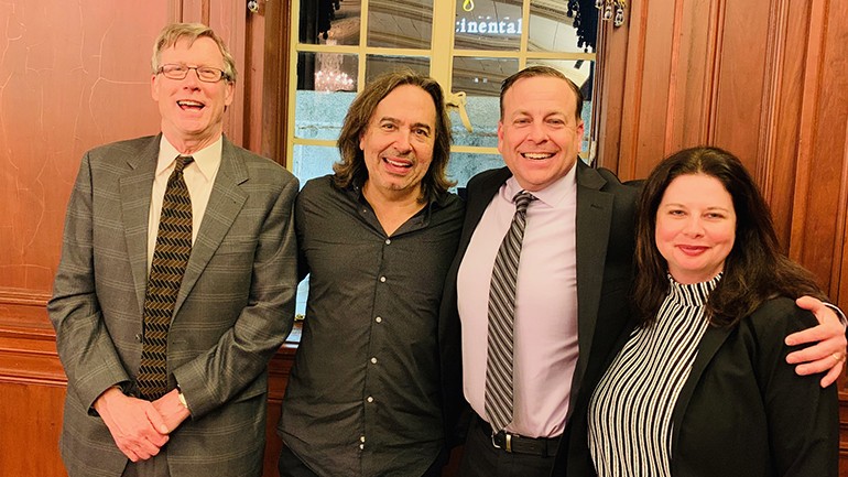 Pictured (L-R) after James Slater’s performance are President and CEO of the Oklahoma Broadcasters Association, Vance Harrison; BMI singer-songwriter James Slater; OAB Board Chairman and Payne Radio Group General Manager, Will Payne and BMI’s Jessica Frost.