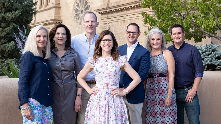 Pictured (L-R) before Lisa Loeb’s performance at the CSRA Summer Conference in Santa Fe are (Back row): Florida Restaurant & Lodging Association President & CEO Carol Dover, Colorado Restaurant Association President & CEO Sonia Riggs, BMI’s Dan Spears, Michigan Restaurant & Lodging Association President & CEO Justin Winslow, CSRA Executive Vice President Suzanne Bohle and Oregon Restaurant & Lodging Association President & CEO Jason Brandt. (Front row): BMI songwriter Lisa Loeb.