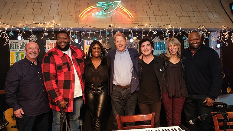 Pictured (L-R): BMI Sr. VP, Finance and Administration/CFO Bruce Esworthy, War and Treaty’s Michael and Tanya Trotter, BMI’s Clay Bradley, Max Brown, Bluebird’s Erika Wollam-Nichols, and BMI’s Shannon Sanders.
