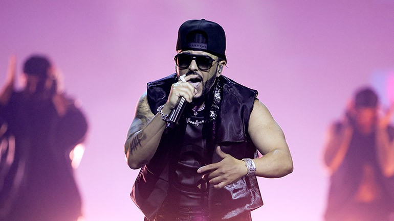 Pioneer Award-winner Yandel performs at the 2024 Latin American Music Awards at the MGM Grand Arena in Las Vegas.