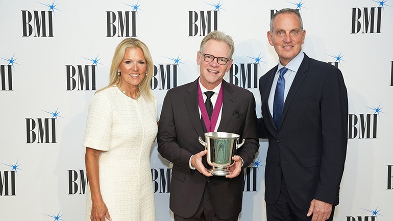 BMI’s Leslie Roberts, BMI Icon Steven Curtis Chapman, and BMI’s Mike O’Neill at the 2022 BMI Christian Awards.