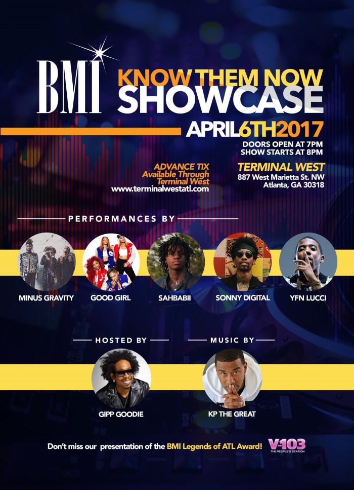 BMI Know Them Now Showcase Atlanta April 6, 2017 Calendar