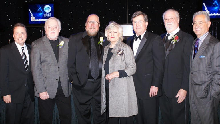 The Nashville Songwriters Association International (NSAI) and the Nashville Songwriters Hall of Fame held their annual dinner at the Renaissance Hotel in Nashville on October 17. This year’s inductions into the Hall of Fame included the late Stephen Foster and Paul Davis, Pat Alger, and Steve Cropper. During the ceremony, former BMI President & CEO Frances Preston joined the night’s honorees, receiving the prestigious NSAI Mentor Award. As a testament to her lasting influence, NSAI surprised the legendary executive by renaming the trophy the Frances Williams Preston Mentor Award. Pictured are BMI’s Jody Williams, NSAI Hall of Fame inductees Pat Alger and Steve Cropper, NSAI Mentor Award recipient Frances Preston, AT&T’s Gregg Morton, Bug Music’s Roger Murrah, and BMI President & CEO Del Bryant.