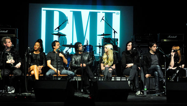 BMI presented Industry Insider – “How I Produced the Record,” March 4 at the Highline Ballroom in New York. Pictured at the event are panelists producer Carl Sturken, recording artist Shontelle, producers Evan Rogers and Kato Khandwala, singer Taylor Momsen, producer Ben Phillips, and Morningwood’s Pedro Yanowitz and Chantal Claret.