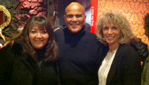 BMI’s Doreen Ringer Ross pauses for a photo with Harry and Pam Belafonte at the screening of “Sing Your Song.”