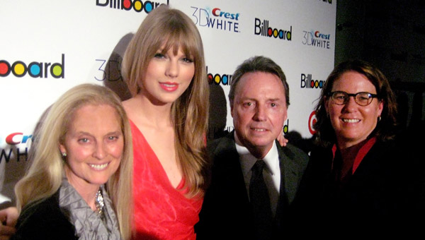 Pictured at Billboard’s Women in Music event are honoree Barbara Cane, Vice President, Writer/Publisher Relations & General Manager, Los Angeles office, BMI; Billboard Woman of the Year Taylor Swift; and BMI executives Jody Williams and Alison Smith.