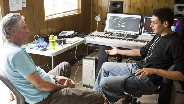 Creative Advisor and revered film and television composer Alan Silvestri works with Fellow Phillip Klein at the 2011 Sundance Composers Lab.