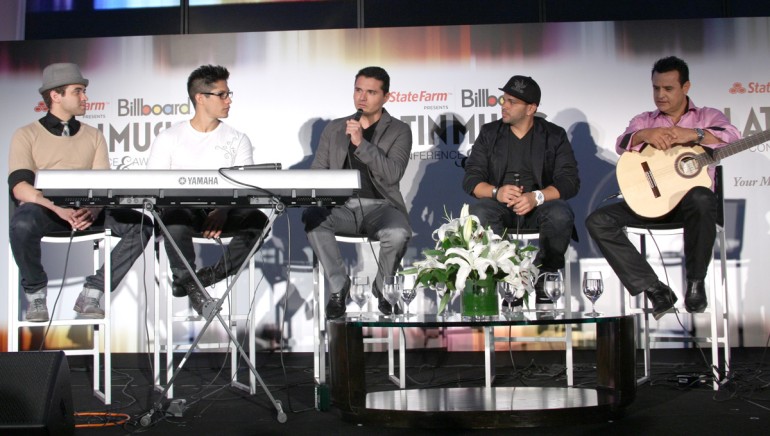 Pictured at BMI’s “How I Wrote That Song” during the Billboard Latin Music Conference are Nacho, Chino, Horacio Palencia, Gocho and Benny Camacho.