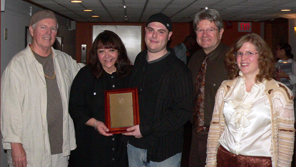 Pictured at the BMI Day at Berklee College of Music scoring session are (L-R): George S. Clinton, BMI Composer and Chair,  Berklee Film Scoring department; Doreen Ringer-Ross, Vice President, Film/TV Relations, BMI; Joshua Cohen, scholarship recipient; Dan Carlin, 2011 Chair, Berklee Film Scoring department; and Alison Plante, Assistant Chair,  Berklee Film Scoring department.