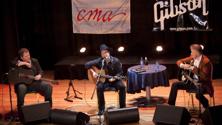 Bob DiPiero, Clint Black, and Bill Anderson perform at the Islington Assembly Hall in London during the CMA Songwriter Series.