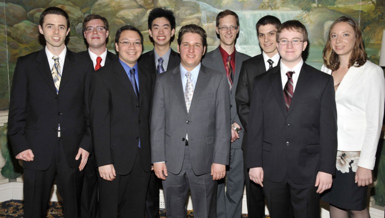 2012 BMI Student Composer Award-winners (l-r):  Daniel Temkin, Ryan Chase, Roger Zare, Andrew Hsu, Joshua Fishbein, Joseph Lyszczarz, Philippe Macnab-Séguin, Michael Parsons and Laura M. Kramer. 