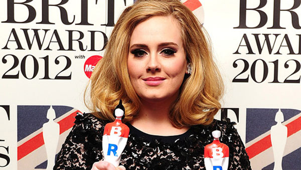 Pictured: Adele won two trophies at the 2012 BRIT Awards.