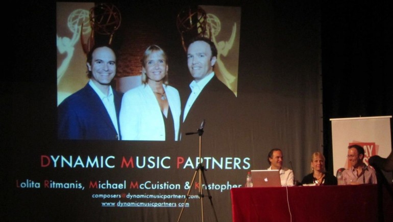 Kristopher Carter, Lolita Ritmanis and Michael McCuistion of Dynamic Music Partners participate in the Úbeda Film Music Festival.