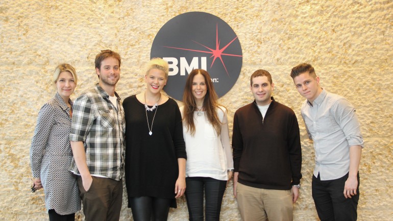Pictured: BMI’s Samantha Cox, BMI’s Jake Simon, Betty Who, BMI’s Brooke Morrow, Ethan Schiff (Who’s manager), and BMI’s Calvin Rosekrans