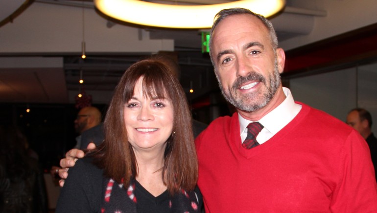 Pictured at the 2013 AIMP/PMA holiday party held at BMI's Los Angeles office are (L-R): Debra Young Krizman, VP Operations, PMA; and BMI's Michael Crepezzi.