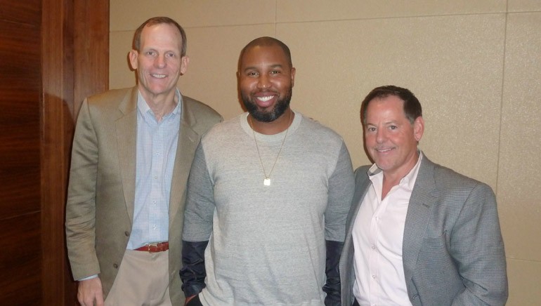 Pictured before the session (l to r): BMI’s Dan Spears, Claude Kelly, Radio One VP of Programming Content Jay Stevens.