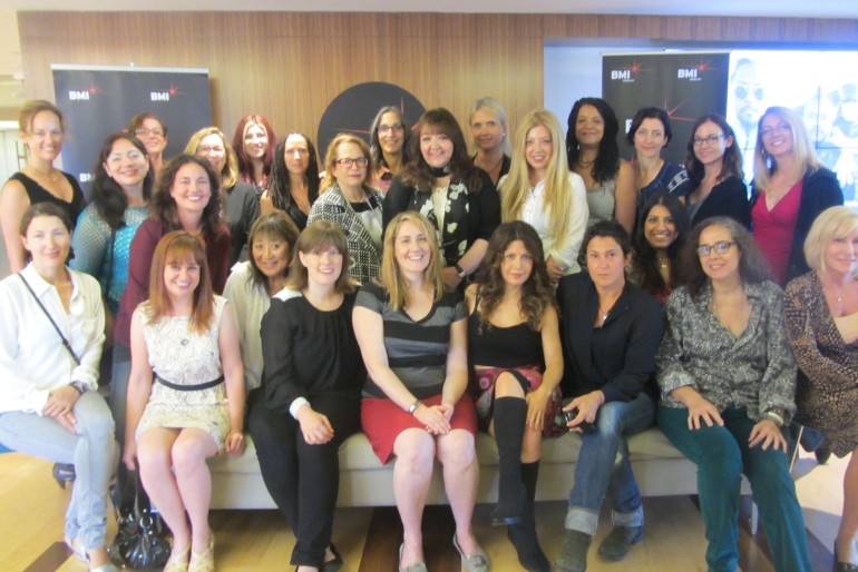 Pictured at BMI Los Angeles are (back row, L-R): Lisbeth Scott, Penka Kouneva, Haley Moss, Starr Parodi, Andrea Saparoff, Anne Cecere, The Angel, Laura Karpman, Miriam Cutler, BMI's Doreen Ringer-Ross, Lolita Ritmanis, Pinar Toprak, Kathryn Bostic, Barbara Cohen, BMI's Lisa Feldman and Kristin Baum.
(Front row, L-R):  Claudia Sarne, Deborah Lurie, Suzie Katayama, Heather McIntosh, Ronit Kirchman, Lili Haydn, Wendy Melvoin, BMI's Reema Iqbal, Lisa Kanclerz Coleman and Nan Schwartz.