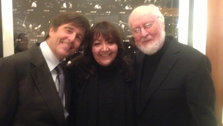 Pictured at the Lionel Newman building dedication at 20th Century Fox are (L-R): BMI composer Thomas Newman, BMI’s Doreen Ringer-Ross and BMI composer John Williams.
