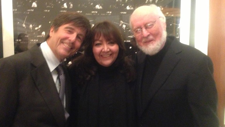 Pictured at the Lionel Newman building dedication at 20th Century Fox are (L-R): BMI composer Thomas Newman, BMI’s Doreen Ringer-Ross and BMI composer John Williams.