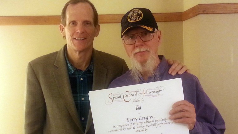 Pictured after the show is BMI’s Dan Spears with Kerry Livgren.