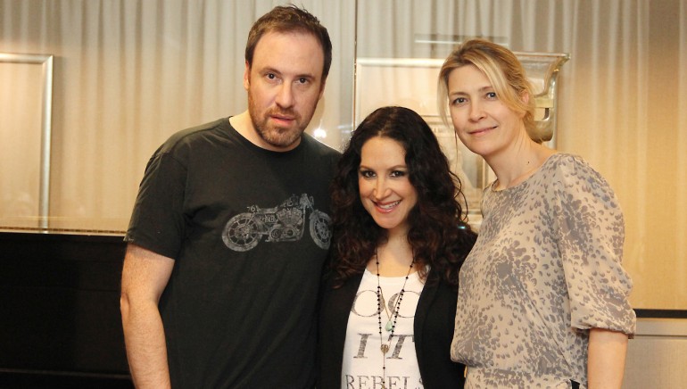 Pictured L-R: Songwriters Andy Hollander and Dana Parish with BMI’s Samantha Cox.