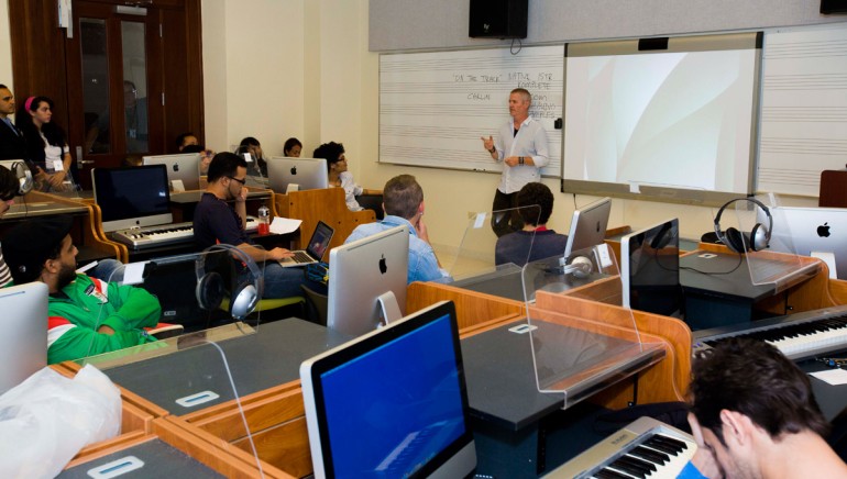 BMI composer Blake Neely leading the two-day composer master class at the Conservatorio de Música de Puerto Rico.
