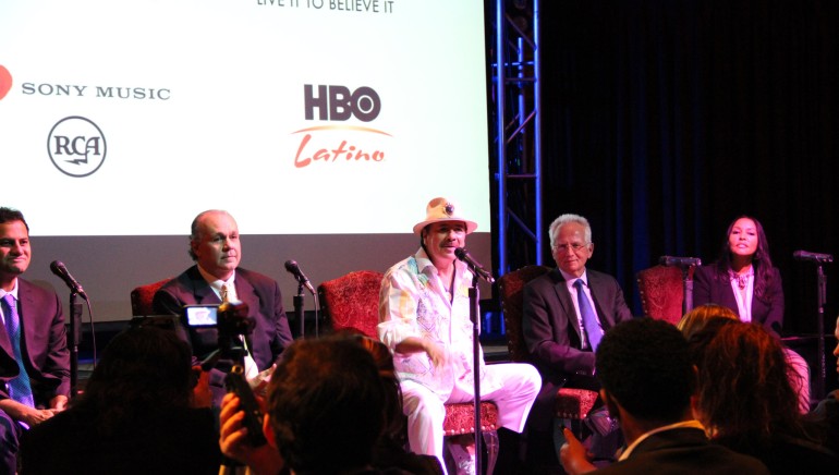 BMI Icon Carlos Santana discusses his forthcoming album and concert at a press conference on November 20, 2013, in Las Vegas during Latin GRAMMY week.