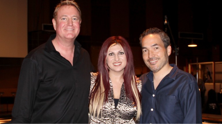 Pictured at the Transformers: Age of Extinction scoring session on the Sony Pictures scoring stage are (L-R): President of Motion Picture Music, Paramount Pictures Randy Spendlove, BMI's Anne Cecere and BMI composer Steve Jablonsky.
