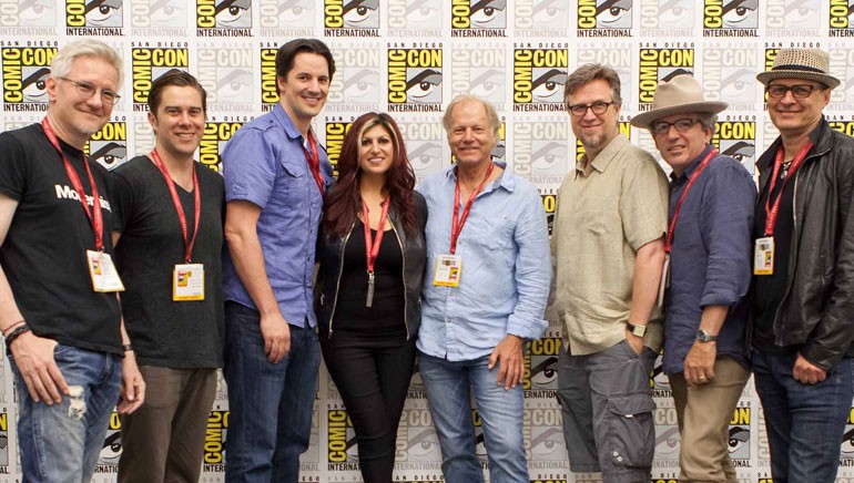 Pictured at BMI and White Bear PR’s “The Character of Music” panel at the 2014 Comic-Con International: San Diego (L-R): BMI composer Paul Haslinger (AMC’s ‘Halt and Catch Fire’), creator/executive producer Christopher C. Rogers (AMC’s ‘Halt and Catch Fire’), BMI composer Chris Bacon (A&E’s ‘Bates Motel’), BMI Director, Film/TV Relations Anne Cecere, producer Christopher Nelson (A&E’s ‘Bates Motel’), creators and executive producers Dan Povenmire and Jeff “Swampy” Marsh (Disney’s ‘Phineas & Ferb’) and BMI composer Danny Jacob (Disney’s ‘Phineas & Ferb’).