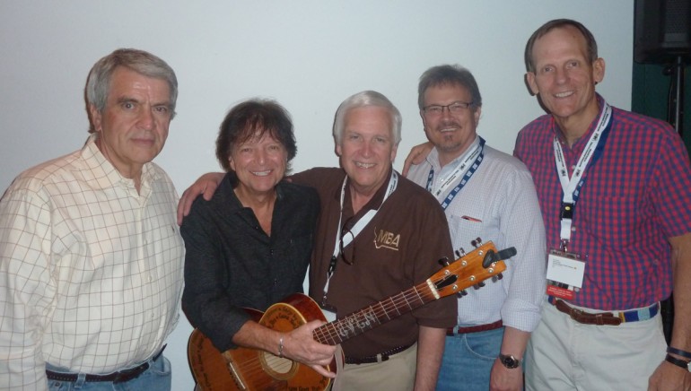 Pictured after Even’s performance (l to r): NAB Radio Executive Vice President John David, Even Stevens, Montana Broadcasters Association President Dewey Bruce, MBA Board Chair &  Montana Radio Company-Helena GM Kevin Skaalure, BMI’s Dan Spears.